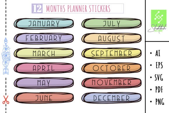 Download SVG Months Planner Stickers, to Do List - Stickers Collection