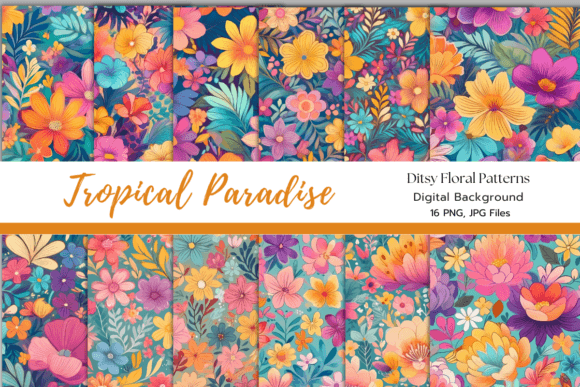 Download Tropical Paradise Ditsy Florals Digital - Tropical paradise Collection