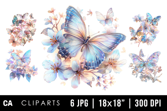 Download Holographic Pastel Butterfly Cliparts - Butterfly cliparts Collection
