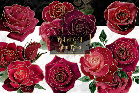Download Red and Gold Glam Rose Clipart - Premium Resources
