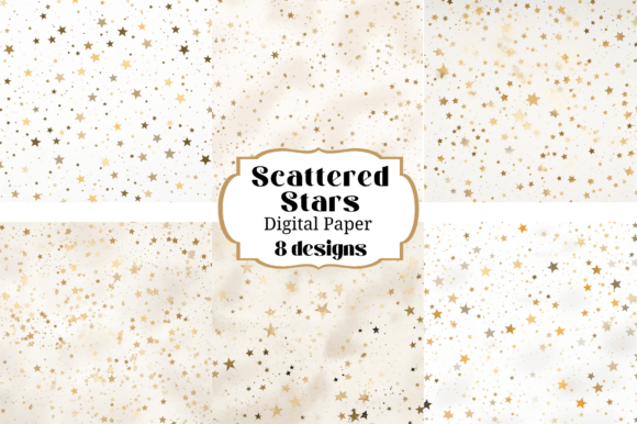 Download Scattered Gold Stars on White Background - Gold Collection