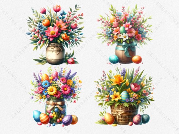Download Easter Flower Pot with Eggs Clipart PNG - Eggs clipart Collection