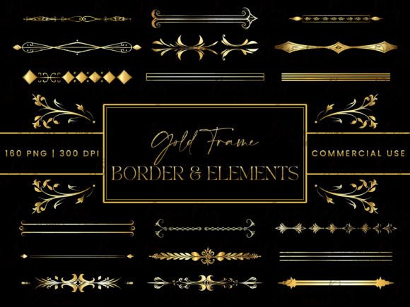 Download Gold Frame Border and Elements Clipart - Premium Resources