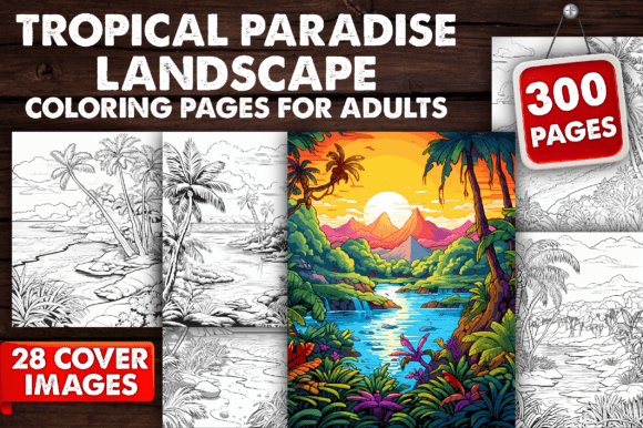 Download Tropical Paradise Landscape Color Pages - Tropical paradise Collection