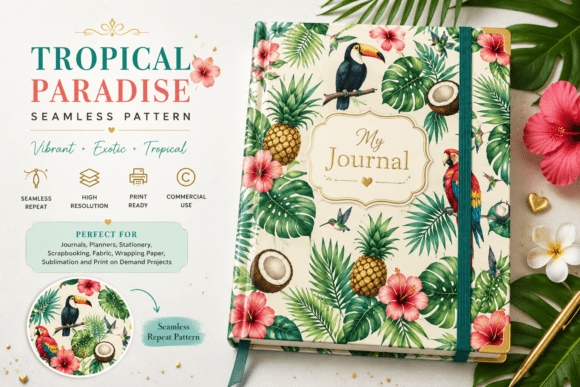 Download Tropical Paradise Seamless Pattern - Tropical paradise Collection