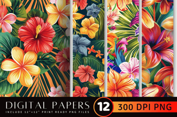 Download Tropical Paradise Flower Digital Paper B - Tropical paradise Collection