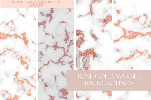 Download Feminine Rose Gold Glitter Marble Set - Gold Collection