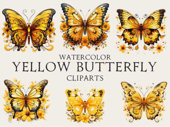 Download Watercolor Yellow Butterfly Cliparts - Butterfly cliparts Collection