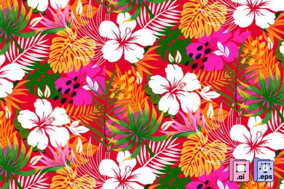 Download Vibrant Tropical Paradise Pattern - Tropical paradise Collection